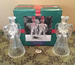 7" Angel Candle Holders from International Silver Company 24% Lead Crystal - Picture 1 of 4