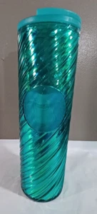 Starbucks Winter 2022 Swirl Textured 16 oz Cold Drink Tumbler Grün Neu - Bild 1 von 2
