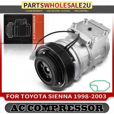Nuevo compresor de aire acondicionado con embrague para Toyota Sienna 1998-2003 V6 3,0 L 883200801084 Foto 1 de 4