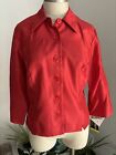 Sag Harbor Dress Shirt Women’s Size 8 Red Silk Look NWT