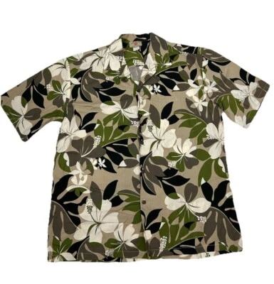 Camisa De Colección Hawaii Station Para Hombres Manga Corta Verde Colorida Floral Abotonada Talla XL Foto 1 de 4