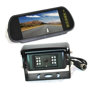 Monitor espejo de 7"" con obturador motorizado con cámara de marcha atrás para camión autobús RV remolque - Imagen 1 de 9