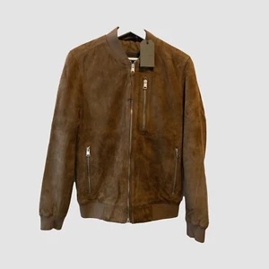 Brand New All Saints Olive Branch Green KEMBLE BOMBER Suede Jacket XS RRP £369 - Picture 1 of 4