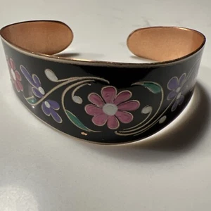 COPPER BRACELET IN A ENAMEL FLOWER DESIGN , beautiful - Picture 1 of 5