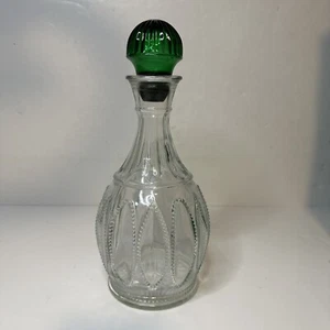 Decantador de vidrio vintage Avon corte transparente con tapón verde esmeralda, 10 pulgadas - Imagen 1 de 9
