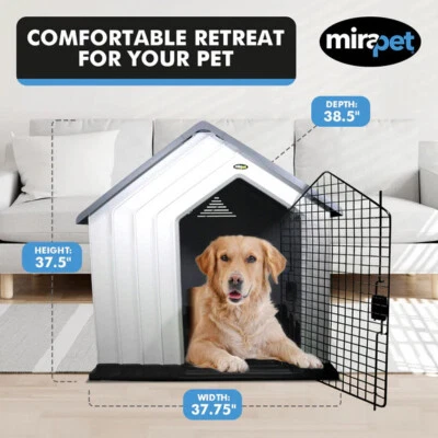 MiraPet Duradero Impermeable Plástico Casa para Perros Interior Exterior + Almohadilla Grande GRATIS Foto 1 de 4