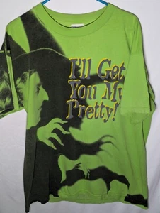 Vintage 90s Wizard of Oz Witch XL AOP I’ll Get You My Pretty Shirt MGM Las - Bild 1 von 5