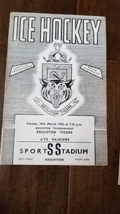 1963 AYR RANGERS @ BRIGHTON TIGERS BRITISH ICE HOCKEY PROGRAM UK ENGLAND 20-3 - Picture 1 of 1