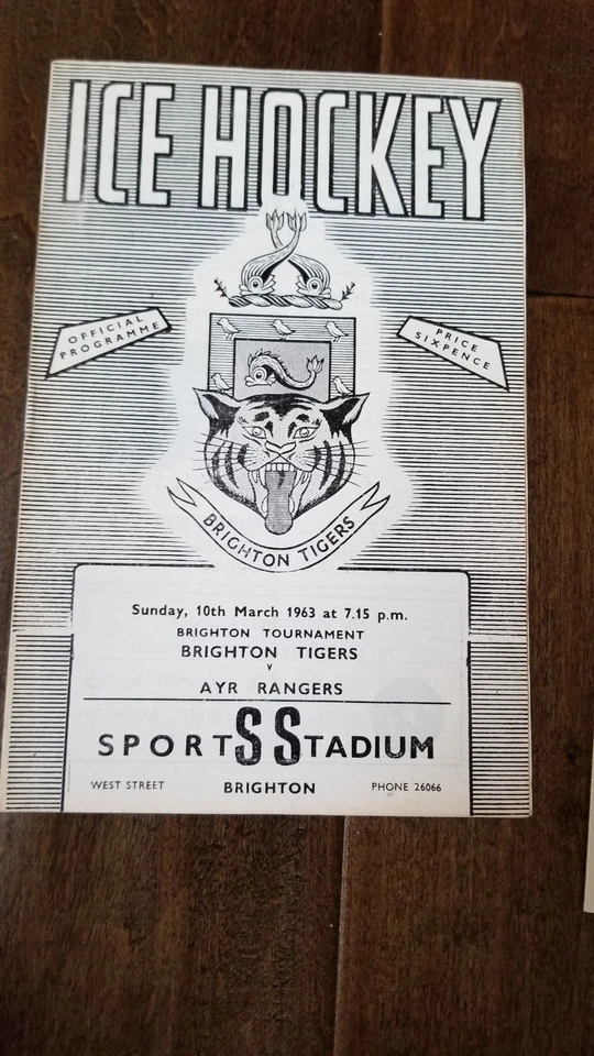 1963 AYR RANGERS @ BRIGHTON TIGERS BRITISH ICE HOCKEY PROGRAM UK ENGLAND 20-3 - Image 1 of 1
