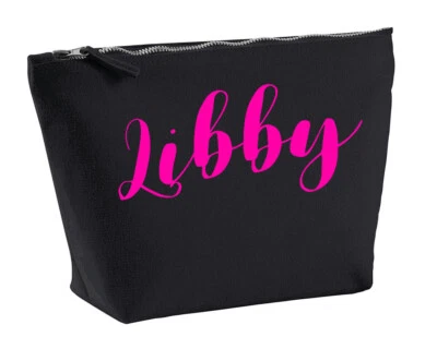 STREETSIDE SURGEONS Libby Personalisierte Make Up Accessoire Tasche In Schwarz Farbe Neon Pink Make Up