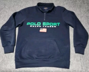 De Colección Polo Deportivo Ralph Lauren Cuarto Cremallera Para Hombre Talla Grande Azul Marino Buen Estado - Imagen 1 de 10