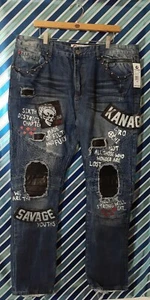 Iro ochi Mens Ripped Pants Kanagawa Denim Jean Vintage Saki Wash Size 36 - Picture 1 of 6