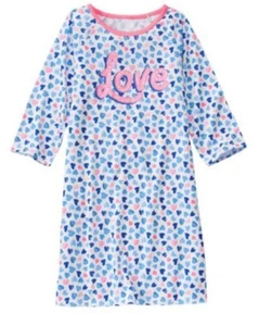 NWT Gymboree COZY VALENTINE Blue & Pink Hearts Love Nightgown Pjs Xs 3 4 - Picture 1 of 1