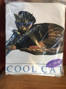 Vtg  USA Jerzees Shoebox T-shirt Cool Cat Jazz Graphic sz XL…….x5 - Picture 1 of 4
