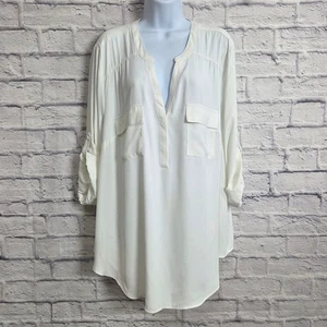 NWT Torrid Blouse Size 3X (22-24) Harper White Georgette Popover  - Picture 1 of 15