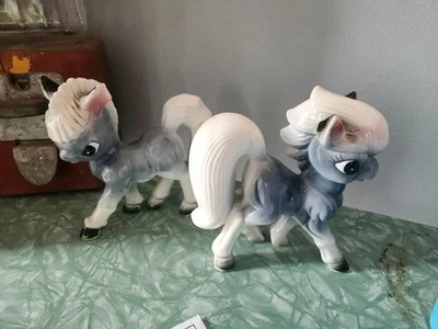 Juego de 2 Estatuillas de Burro Pony Ojo Grande Cerámica Pacífico Japón Antropomórficas  Foto 1 de 4