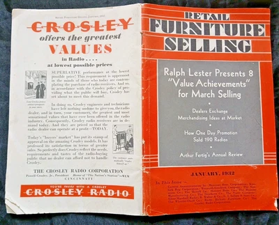 De colección Enero 1932 Venta al por menor de muebles Comercio Mag 62 páginas Folleto Anuncios Grapado  Foto 1 de 4