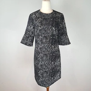 Cue Womens Dress Size 10 Snake Print Shift Bell Sleeve - Picture 1 of 11