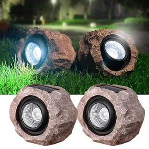 Solar Rock Lights 2 Pack Outdoor Decorative Garden Spot Lights - Picture 1 of 7