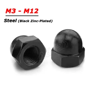 Tuercas de cabeza de campana métrica M3 M4 M6 M8 M10 M12 negra chapada en zinc - Imagen 1 de 7