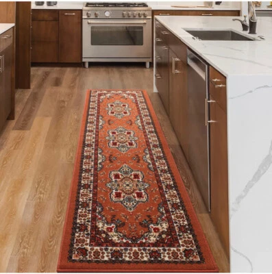 Tapete de área de apoio de borracha Alfombras oriental tradicional antiderrapante perfil baixo - Imagem 1 de 4