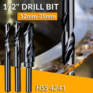 Blacksmith 1/2" Reduced Shank Drill Bit 12mm-35mm HSS Twist For Metal Wood Steel - Imagen 1 de 11