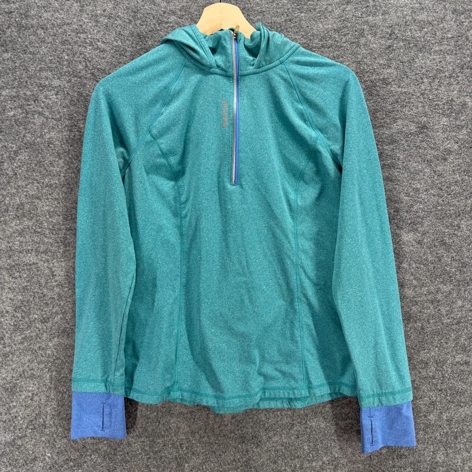 Chaqueta deportiva Reebok Activewear para mujer M azul medio con capucha 1/4 cremallera manga larga Foto 1 de 4