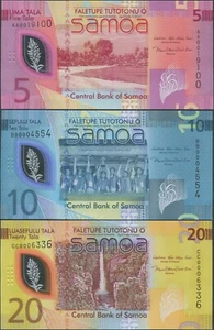 Samoa 5 10 20 Tala 2023 2024 UNC Polymer; Set 3 notes - Picture 1 of 2
