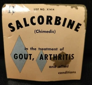 Vintage Salcornine Pharmaceutical Sample Card, Gout, Arthritis - Picture 1 of 4