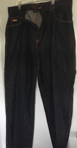 Vintage Mega Maxx Jeans MEN Y2K Hip hop Sz 42x32 Black/Orange Carpenter Jeans - Picture 1 of 16