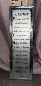 Frosted Glass Mirror 2.25X7" Sign: A FATHER Six Letter Word for LOVE 2" X 6" - Picture 1 of 7