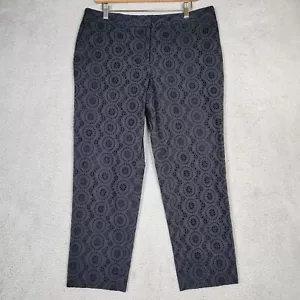 Ann Taylor Pants Women's 12 Black Eyelet Embroidered Devin Fit Straight Leg Crop - Picture 1 of 12