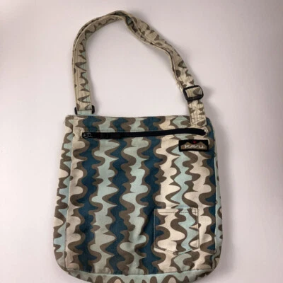 Bolsa branca azul padrão água Kavu com muitos bolsos com zíper - Imagem 1 de 4
