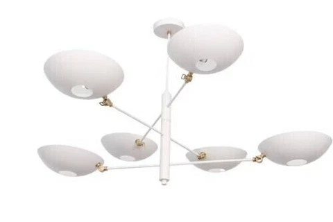 Modern 6 Light Pendant Mid Century Modern Raw Brass Chandelier Light Fixture Cover