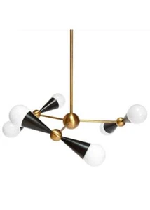 6 Leuchten Mid Century Messing Sputnik Kronleuchter Leuchte - Bild 1 von 5