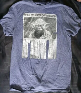 Yoda Shirt Men's Medium Blue Graphic Crew Neck Short Sleeve Stretch Star Wars - Picture 1 of 4