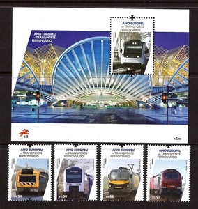 [2113] Portugal 2021,Block+full set MNH**, Trains, Locomotives, Transport - Picture 1 of 1