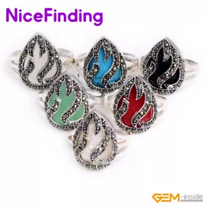 Pietre assortite argento goccia perle marcasite anello gioielli regalo misura USA #7-#10 - Foto 1 di 42