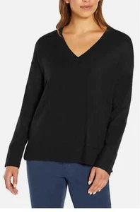 Neu mit Etikett Banana Republic 100 % Merinowolle Pullover XL schwarz V-Ausschnitt Langarm Schlitze - Bild 1 von 15