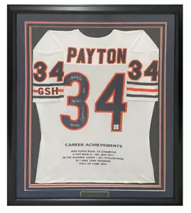 Maglia Walter Payton autografata e scritta obiettivi di carriera incorniciata WPF COA - Foto 1 di 4