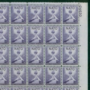EE. UU. #1008 3¢ OTAN, hoja completa de 100, og, NH, VF - Imagen 1 de 1