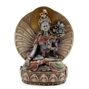 WHITE TARA STATUE 6" Seated Buddhist Icon Goddess HIGH QUALITY Bronze Resin NEW - Picture 1 of 5