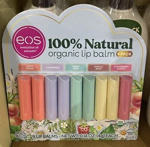 eos Natural Organic Lip Balm 9 Sticks 100% natural Organic All Day Moisture - Picture 1 of 3