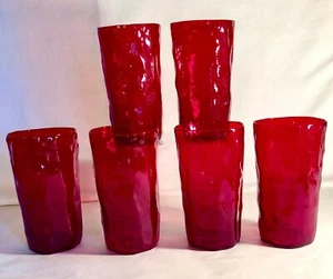 6 Morgantown Ruby Red Ockner 5 1/2" 12 oz. Water Tumblers - Picture 1 of 1