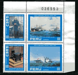 PERÚ 1984, BARCOS, BATALLA NAVAL, ALMIRANTE GRIS - NACIMIENTO 150 ANIVERSARIO, Scott 125, MNH - Imagen 1 de 1