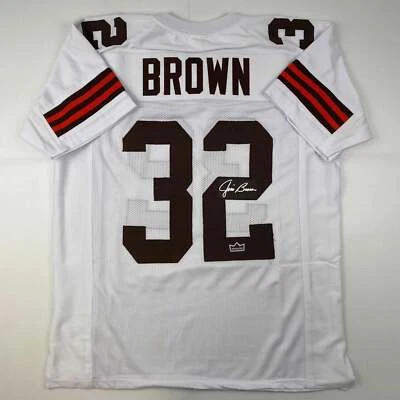 Camiseta Fac-símile autografada Jim Brown Cleveland branca reimpressão tamanho GG masculina - Imagem 1 de 4