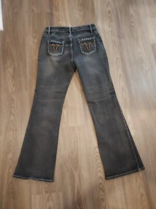 Jeans Cowgirl Boot Cut Stretch 31Wx30L Embroidered/Bullhead Design Back Pockets  - Picture 1 of 8