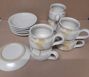 Studio Pottery Mugs, X 6 Larbert Pottery Barbara Davidson Swirl Wave - Picture 1 of 5
