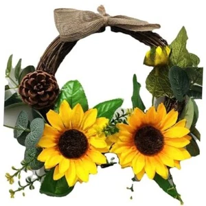 Sunflower Wreaths for Front Door 12 inch, Spring Summer Garlands Sunflower 1 - Picture 1 of 8