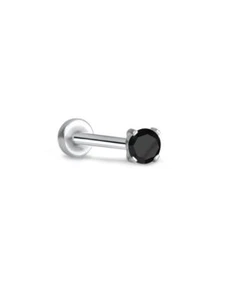 Threadless Labret Push Pin Nose Ring Steel Helix Stud 2mm Prong CZ 16G 18G 20G - Picture 1 of 14